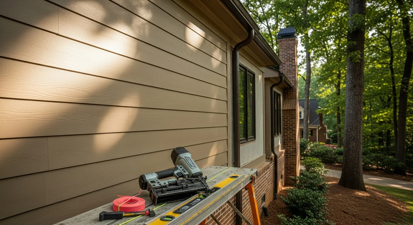 New vinyl siding installed on residential home exterior