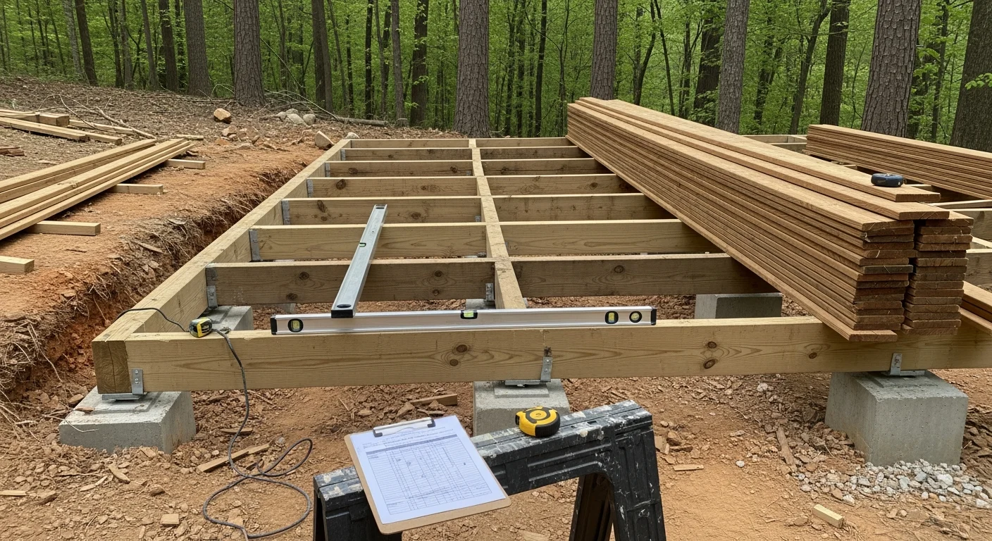 A newly replaced backyard deck on a residential home in Cumming, GA, showing clean framing, fresh decking boards, and a secure railing system. The surrounding wooded lot is typical of Forsyth County neighborhoods.