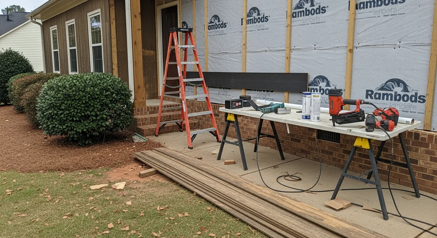 A Cumming, GA home with freshly installed replacement siding covering the full front and side elevations. New panels are cleanly fitted at corners and window trim with no visible gaps or damage.
